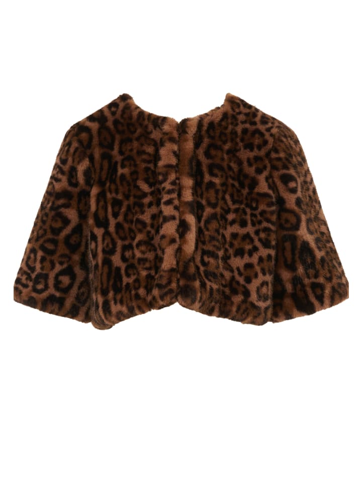 Bolero Animal Faux Fur Coverup in braun/schwarz