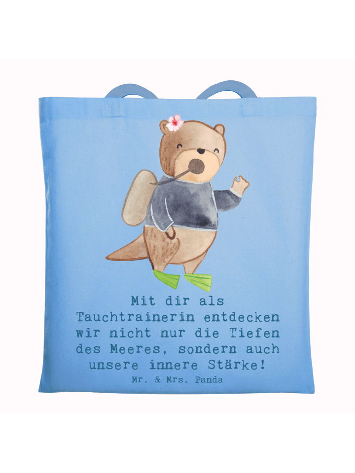Tragetasche Tauch Trainerin Stärke mit Spruch in Sky Blue
