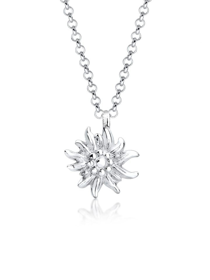 Halskette 925 Sterling Silber Edelweiss, Trachtenschmuck in Silber
