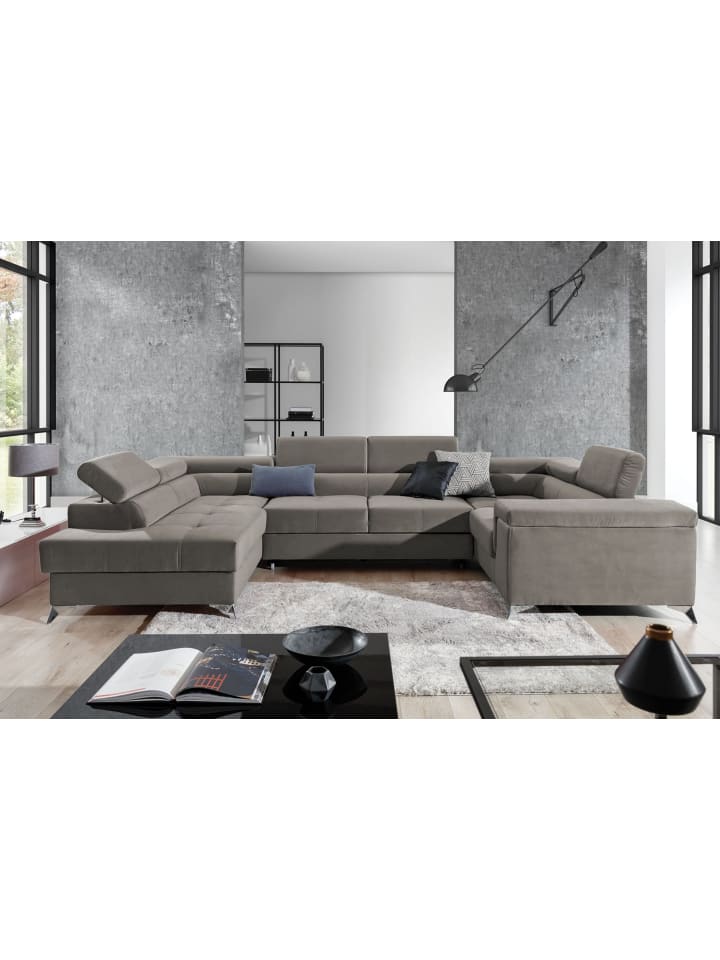 Tiya Recamiere Links in Grau - (L) 342 x (B) 342 x (H) 88 cm