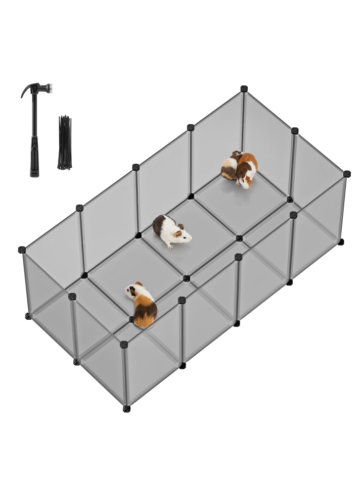 Kleintiergehege Damion in Grau - (B)125 x (H)42 x (T)63 cm