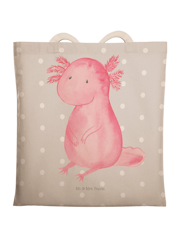 Shopper Axolotl Niedlich ohne Spruch in Grau Pastell