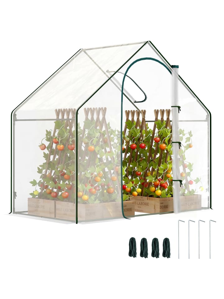 Gewächshaus in Transparent & Dunkelgrün 180L x 100B x 168H cm