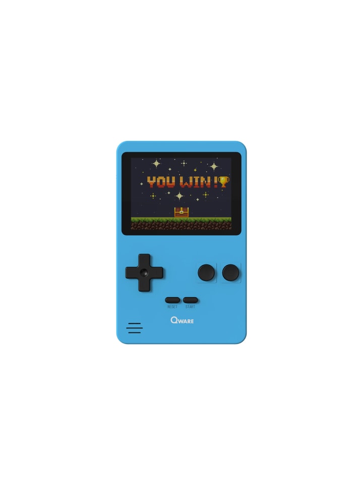 Qware Retro Spielkonsole Handheld 240 Spiele für unterwegs in Blau