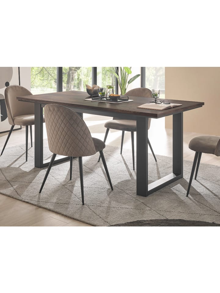 Esstisch Thermo Eiche Metall schwarz Küchentisch 160 x 81 cm