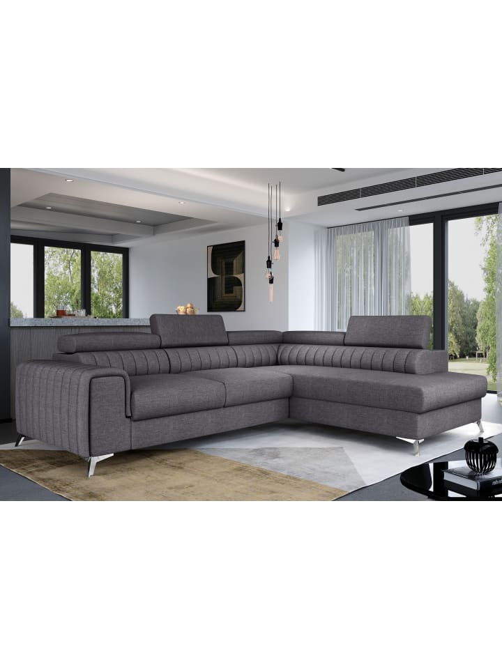 Lauryn Recamiere Rechts in Grau - (L) 205 x (B) 278 x (H) 92 cm