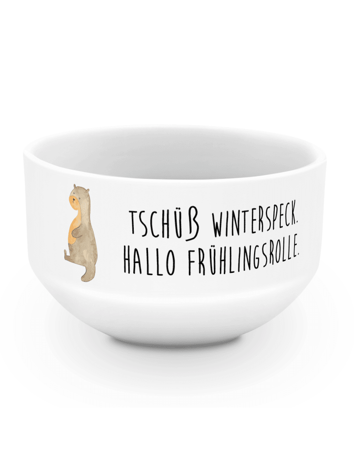 Salatschüssel Otter Bauch mit Spruch in Weiß
