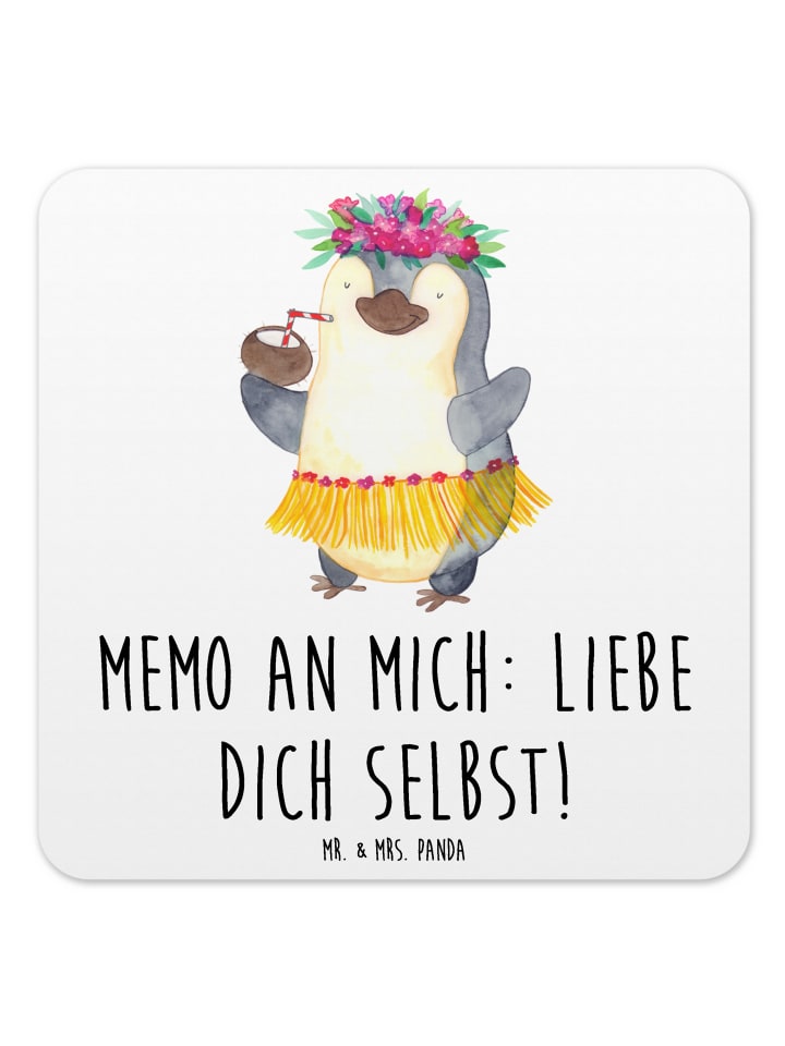 Bierdeckel Pinguin Kokosnuss mit Spruch in Weiß
