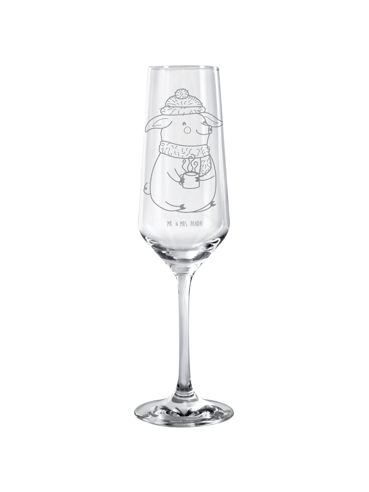 Champagnerflöte Schweinchen Glühwein ohne Spruch in Transparent