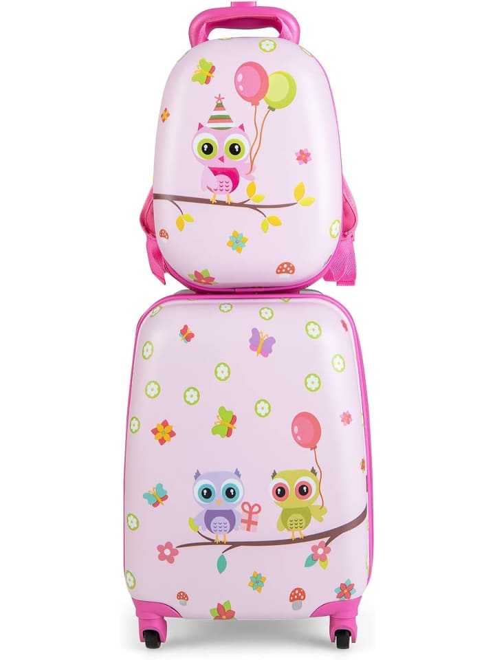 2 tlg. Trolley mit Rucksack in Lila