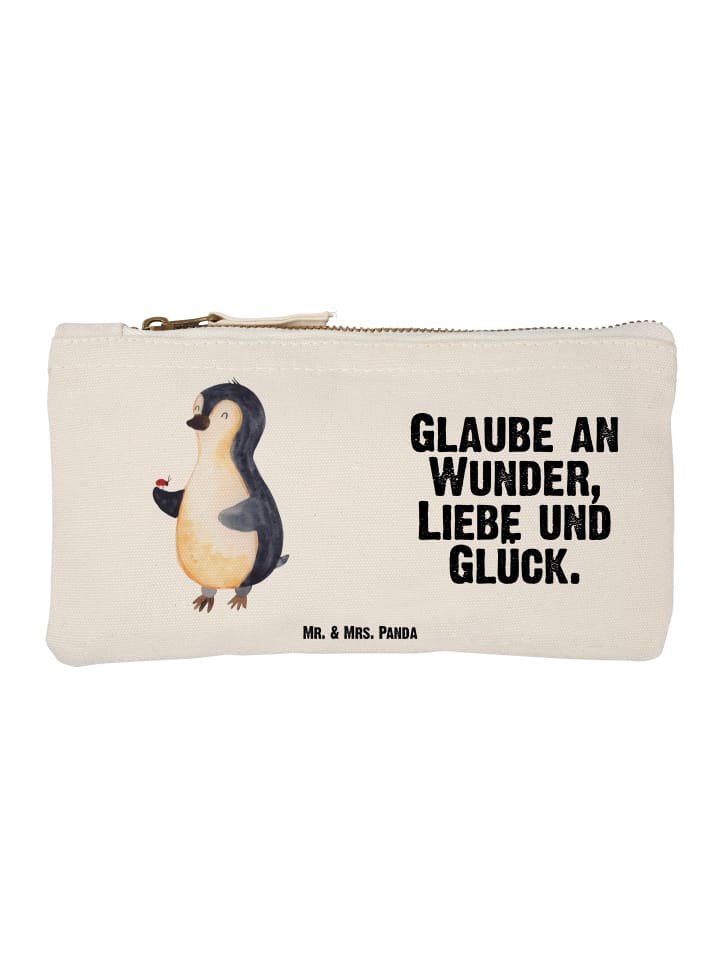 Mäppchen Pinguin Marienkäfer mit Spruch in Weiß