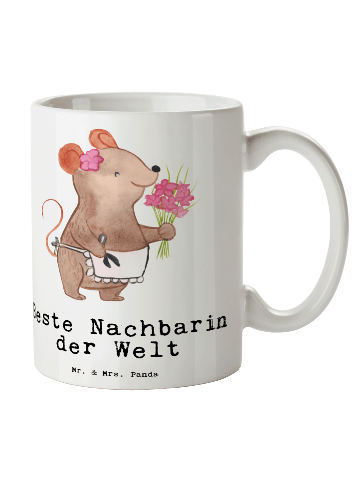 Kaffeebecher Maus Beste Nachbarin der Welt mit ... in Weiß