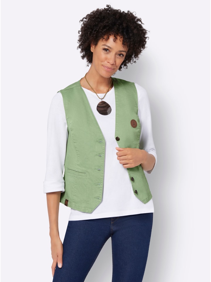 Jeans-Weste in eucalyptus