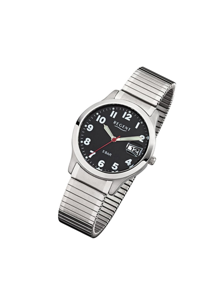 Analog-Armbanduhr Regent Zugarmband silber mittel (ca. 37mm)