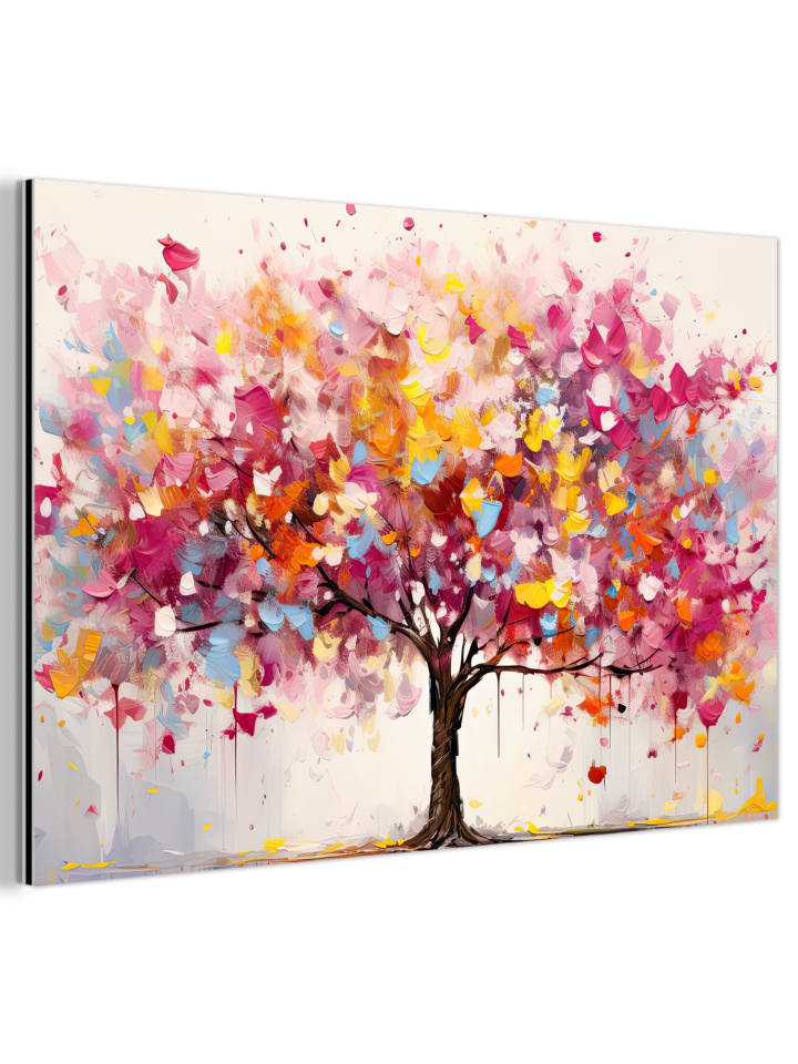 Metallbild Farbiger Baum