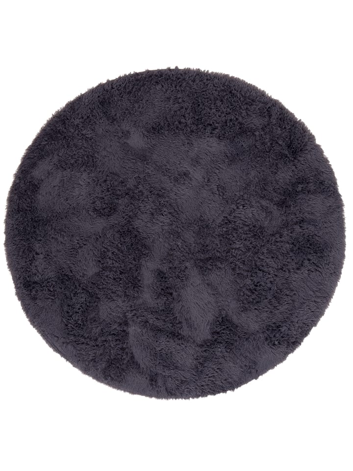 Hochflor-Teppich Fluffy Rund in anthrazit