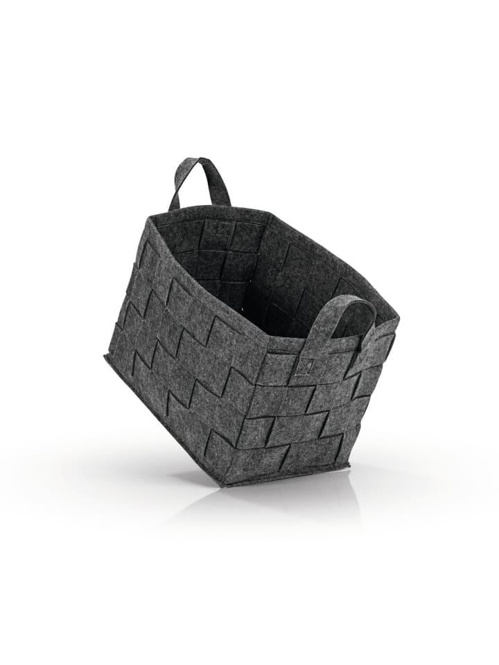 Aufbewahrungskorb Filz 40cm dunkelgrau mit Henkel grau