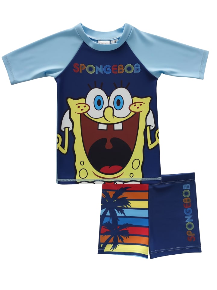 Spongebob Schwammkopf Schwimmset UV-Schutz 30 Badeanzug Zweiteiler in blau
