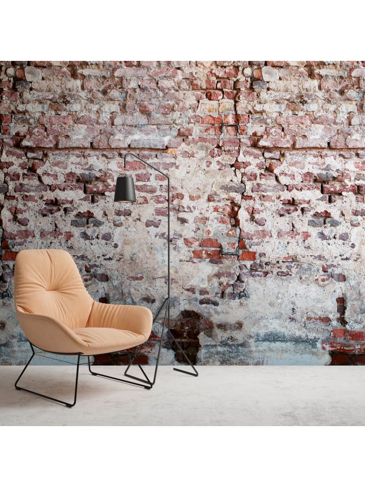Tapete Aged Brick Wall in Rot