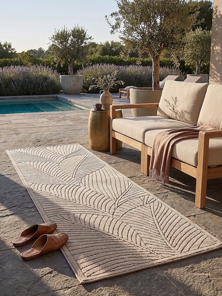 Teppich Outdoor ENGADIN skandinavisch Schlafzimmer Terrasse in Beige
