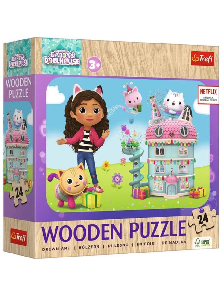 Puzzle - Holzpuzzle 24 Teile – Fröhliche Gabby und Freunde – Trefl