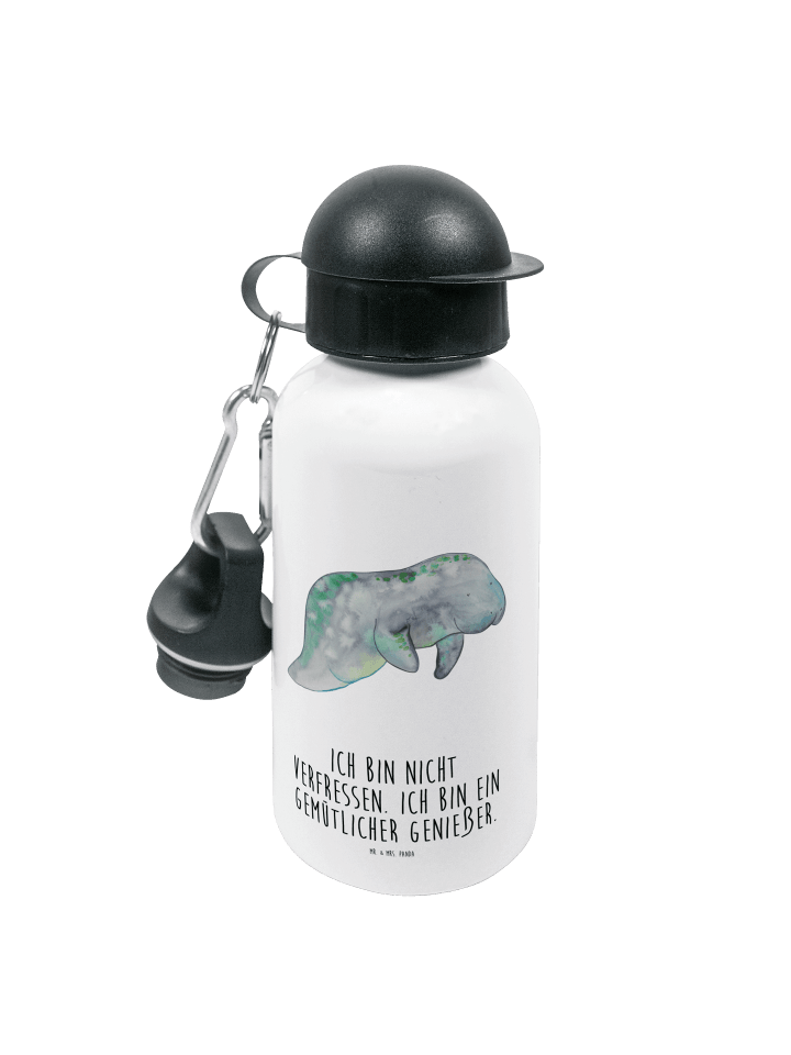Kindertrinkflasche Seekuh Chillen mit Spruch in Weiß
