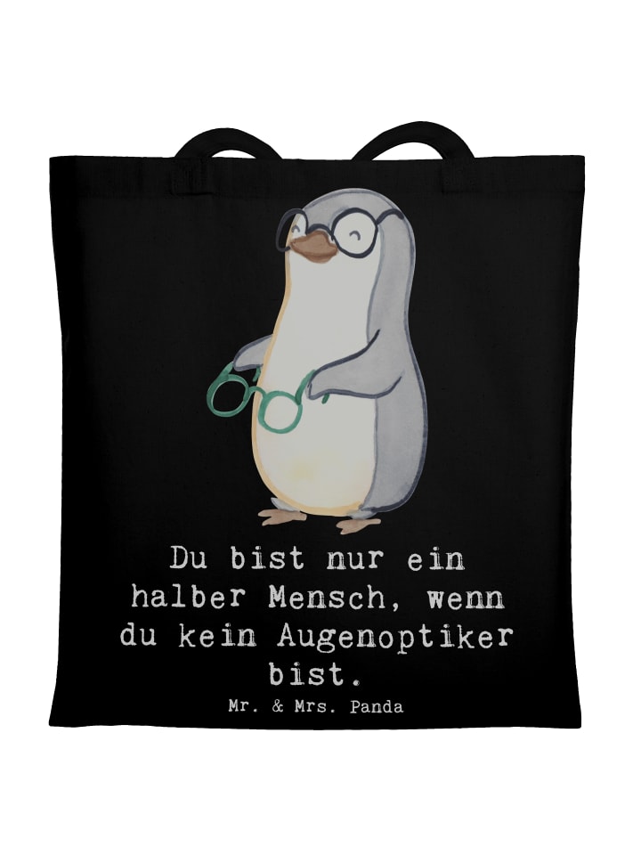 Tasche Augenoptiker Herz mit Spruch in Schwarz