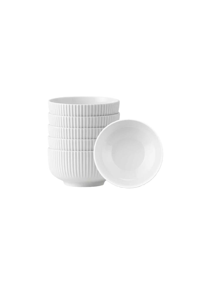 6er Set Schüssel Sento Relief Barcode in Weiß ø 16 cm