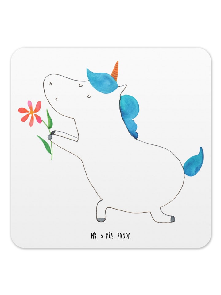 Coaster Einhorn Blume ohne Spruch in Weiß