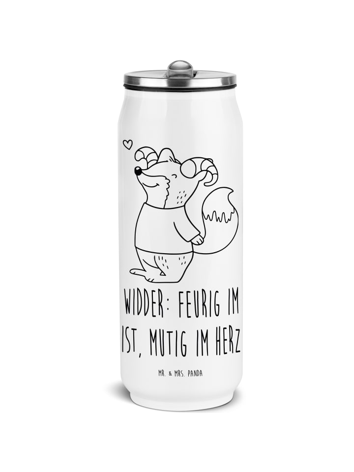 Trinkflasche Widder Astologie mit Spruch in Weiß