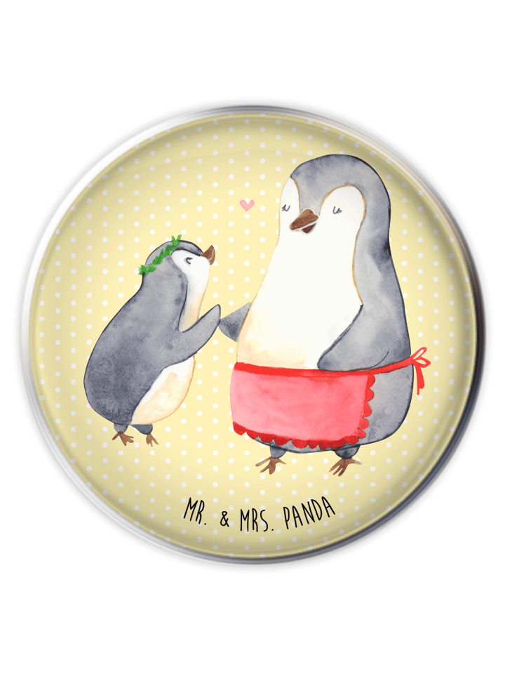Waschbecken Stöpsel Pinguin mit Kind ohne Spruch in Gelb Pastell