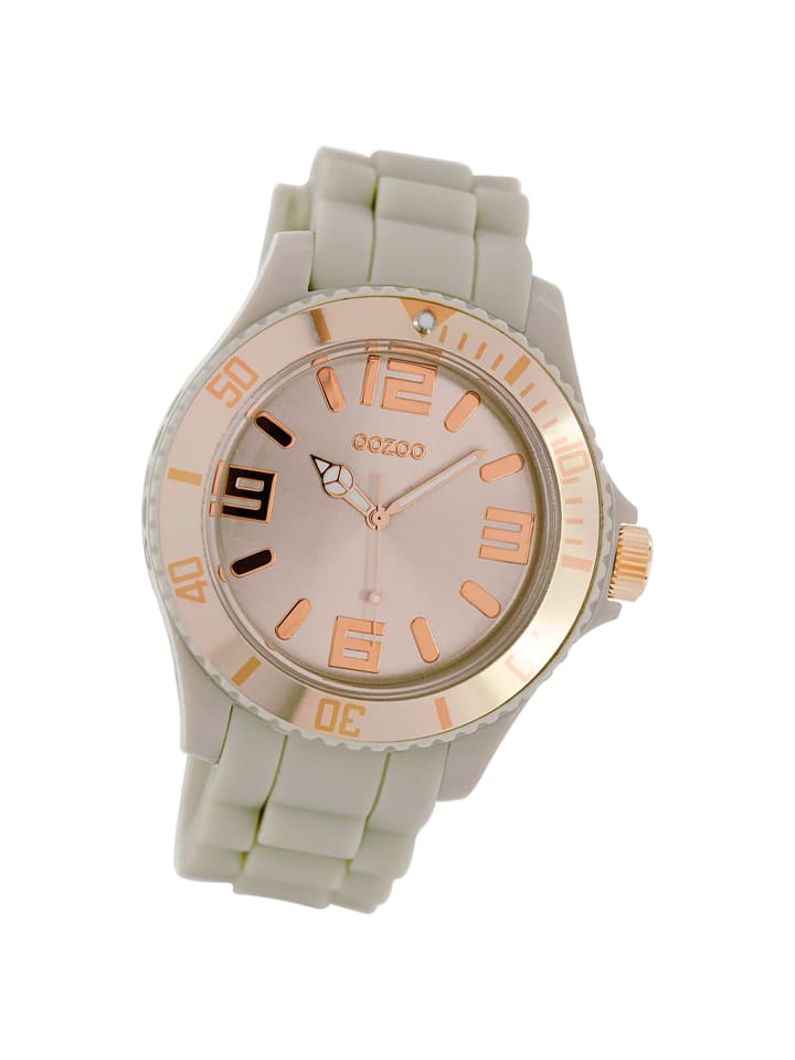 Analog-Armbanduhr Oozoo Timepieces beige groß (ca. 43mm)