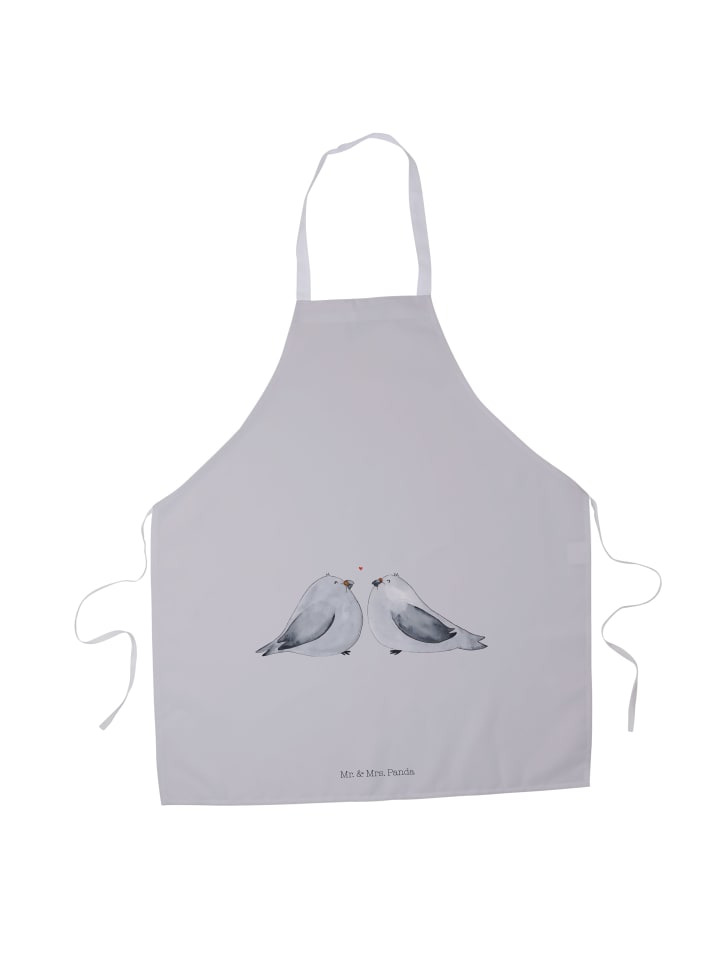 Grillschürze Turteltauben Liebe ohne Spruch in Grau Pastell