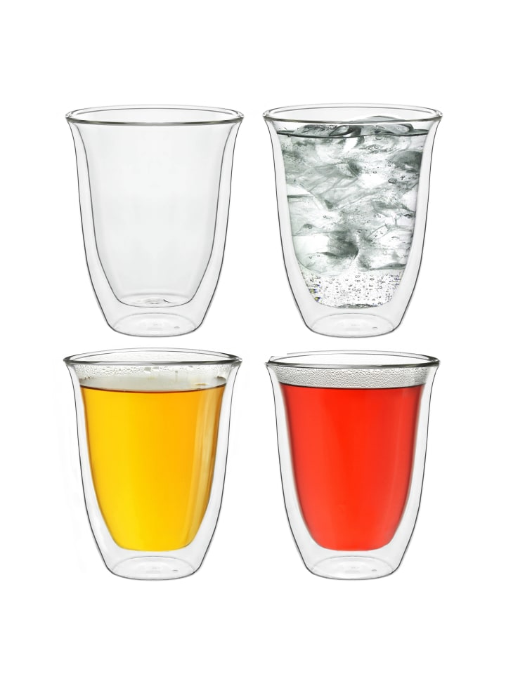 4er-Set "Thermo-Gläser" DG-V doppelwandig, 250ml Glas