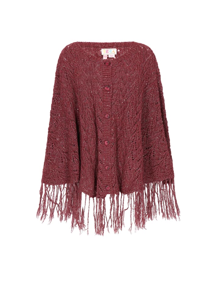 Women Poncho in burgundy