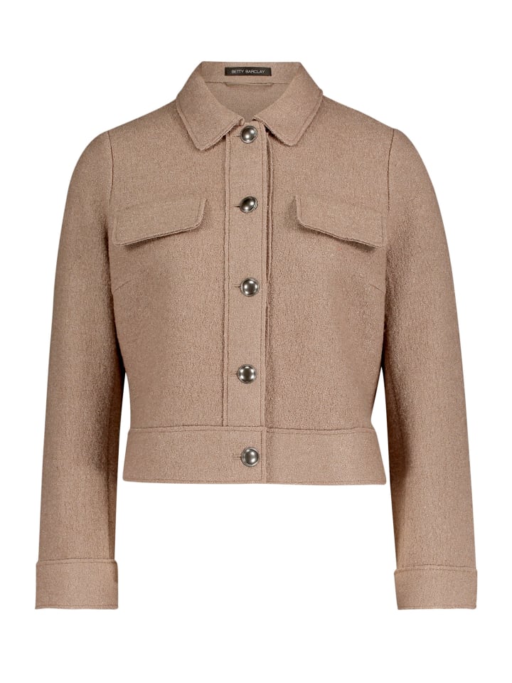 Blazer-Jacke mit aufgesetzten Taschen in beige