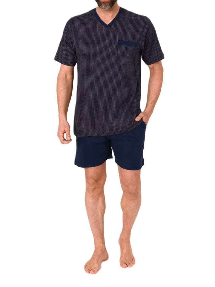 Kurzarm Schlafanzug Pyjama Shorty in orange