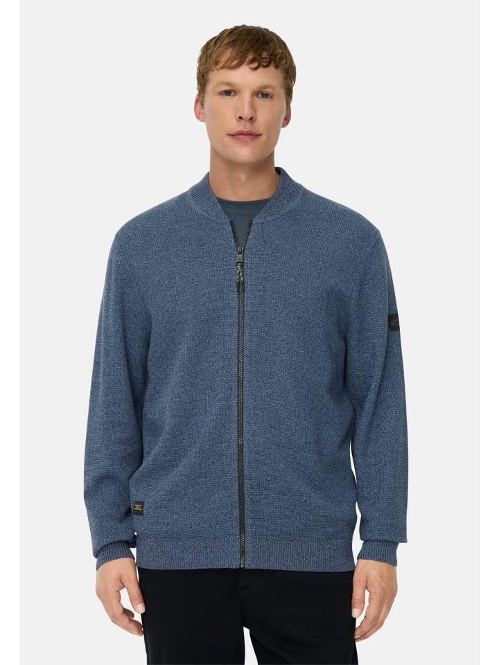Strickjacke mit Bomberkragen in Tintenblau
