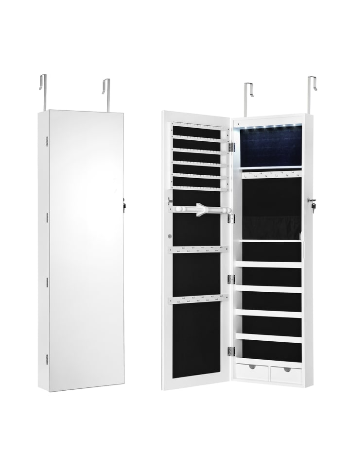 Schmuckschrank Berit in Weiß - (B)37 x (H)108 x (T)9.3 cm