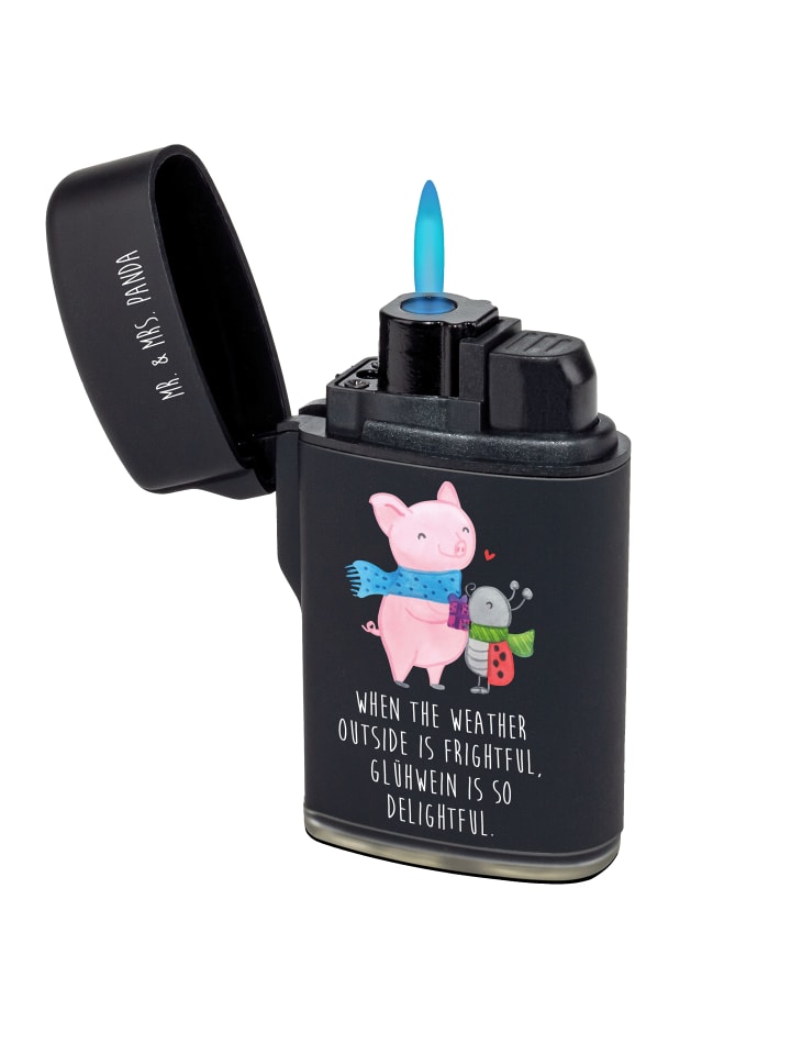 Feuerzeug Glühschwein Smörle mit Spruch in Schwarz