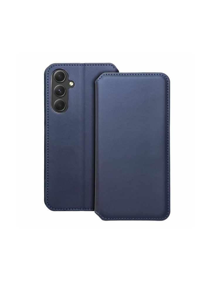 Dual Pocket Holster Buch Tasche kompatibel mit Samsung Galaxy S24 Blau in Blau