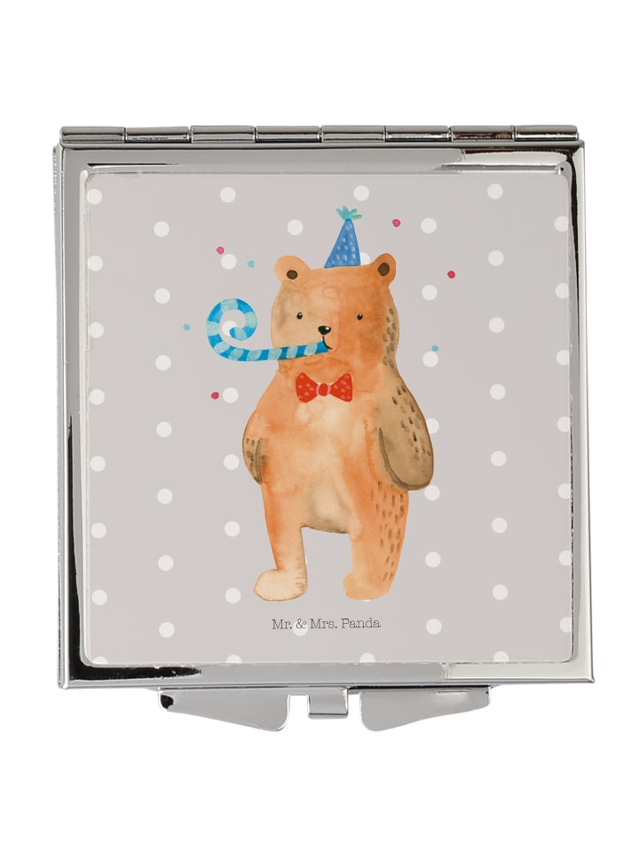 Schminkspiegel Bär Geburtstag ohne Spruch in Grau Pastell