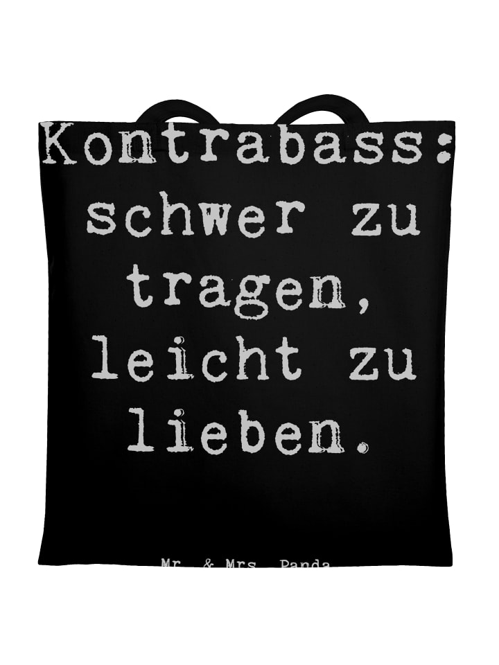 Jutebeutel Spruch Kontrabass Liebe mit Spruch in Schwarz