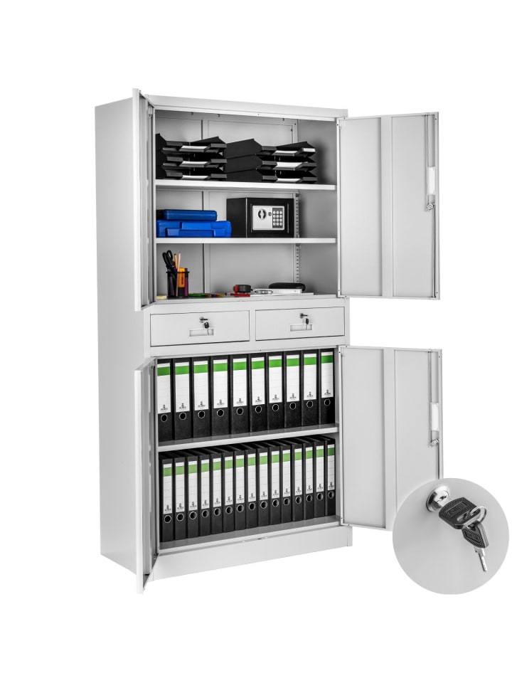 Geräumiger Stahlschrank mit 2 Schubladen