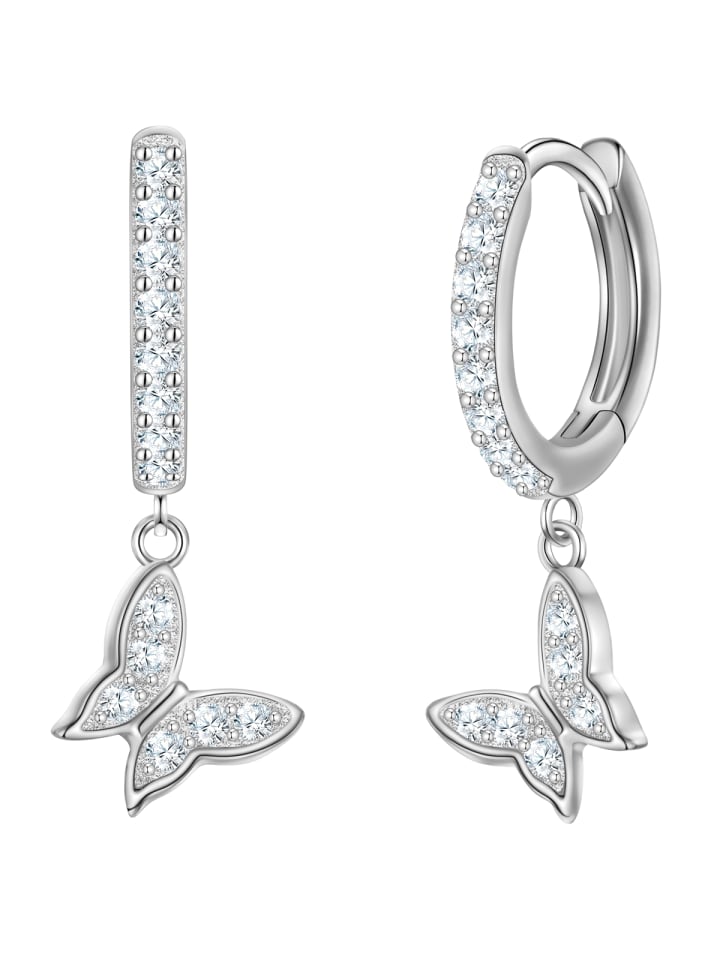Ohrringe Schmetterling aus Sterling Silber mit Zirkonia in silber