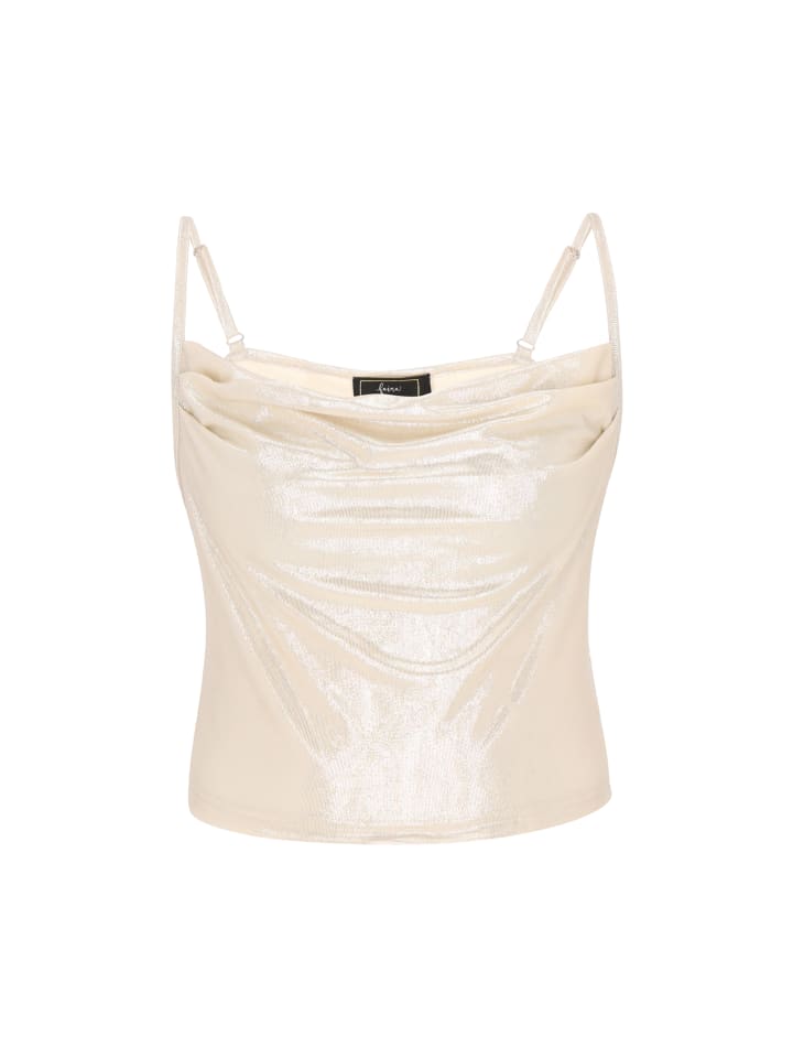 Women Top in cream metallic