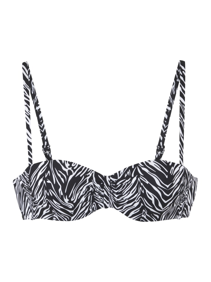 Bügel-Bandeau-Bikini-Top in schwarz-weiß