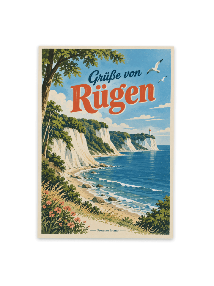 Postkarte Küste klassisch Design mit Spruch in Weiß