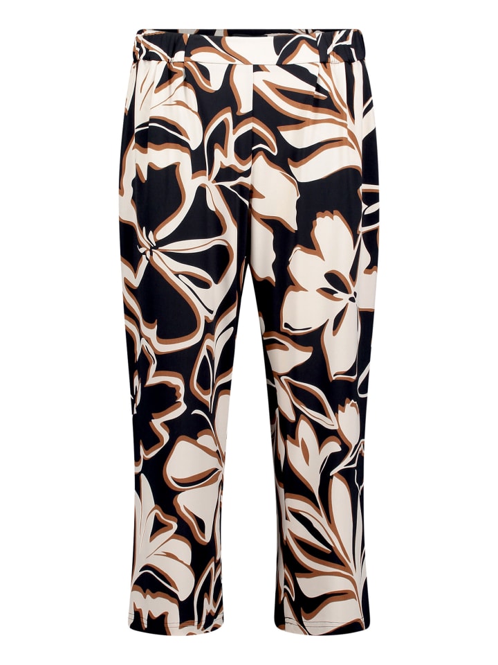 Schlupfhose mit Bundfalten in Dark Blue/Brown