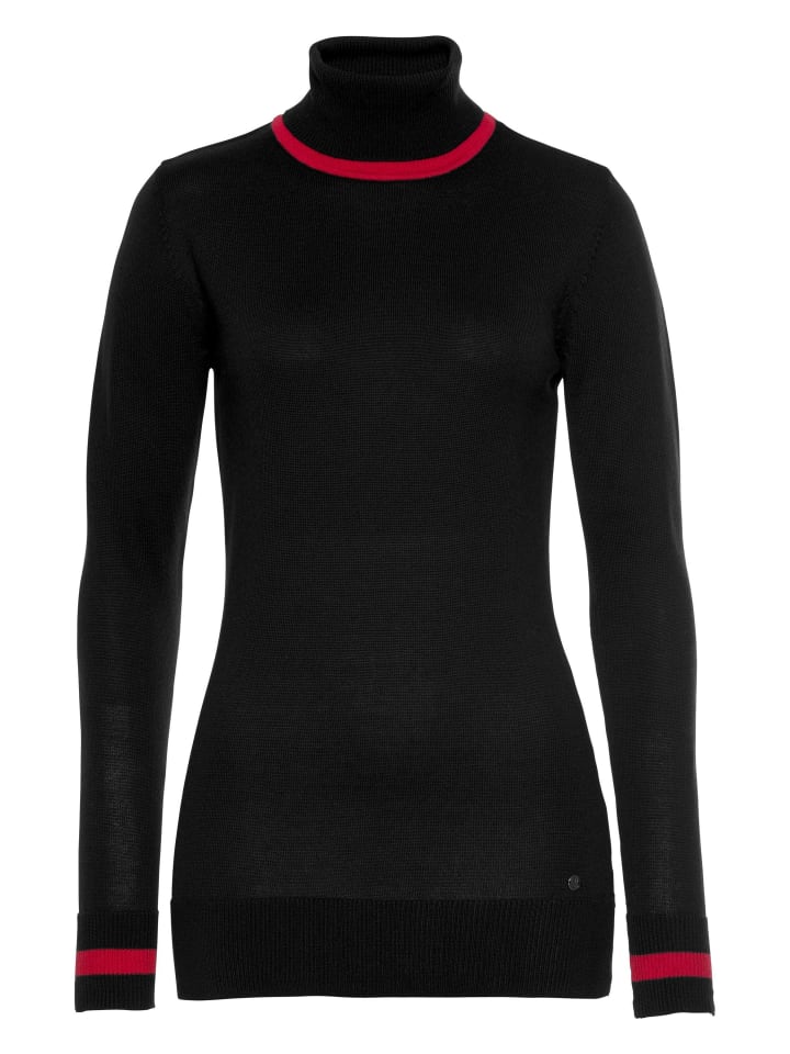 Rollkragenpullover in schwarz-rot
